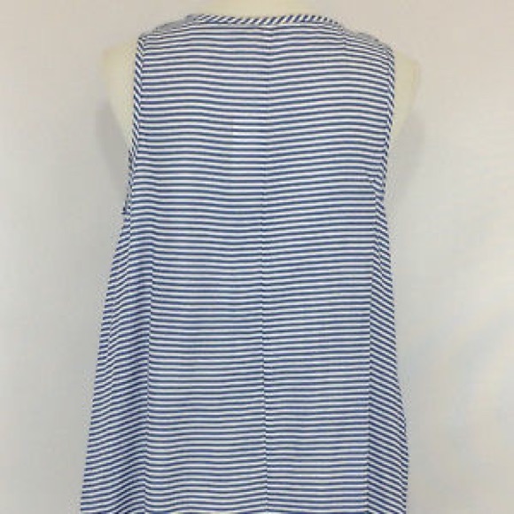 Striped Sharkbite Hem Tank Blue/White Str SZ L - Picture 4 of 7